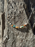 Wild Junkie Spiny Oyster Turquoise Beaded Chain Necklace with intricate beadwork and natural stone accents.