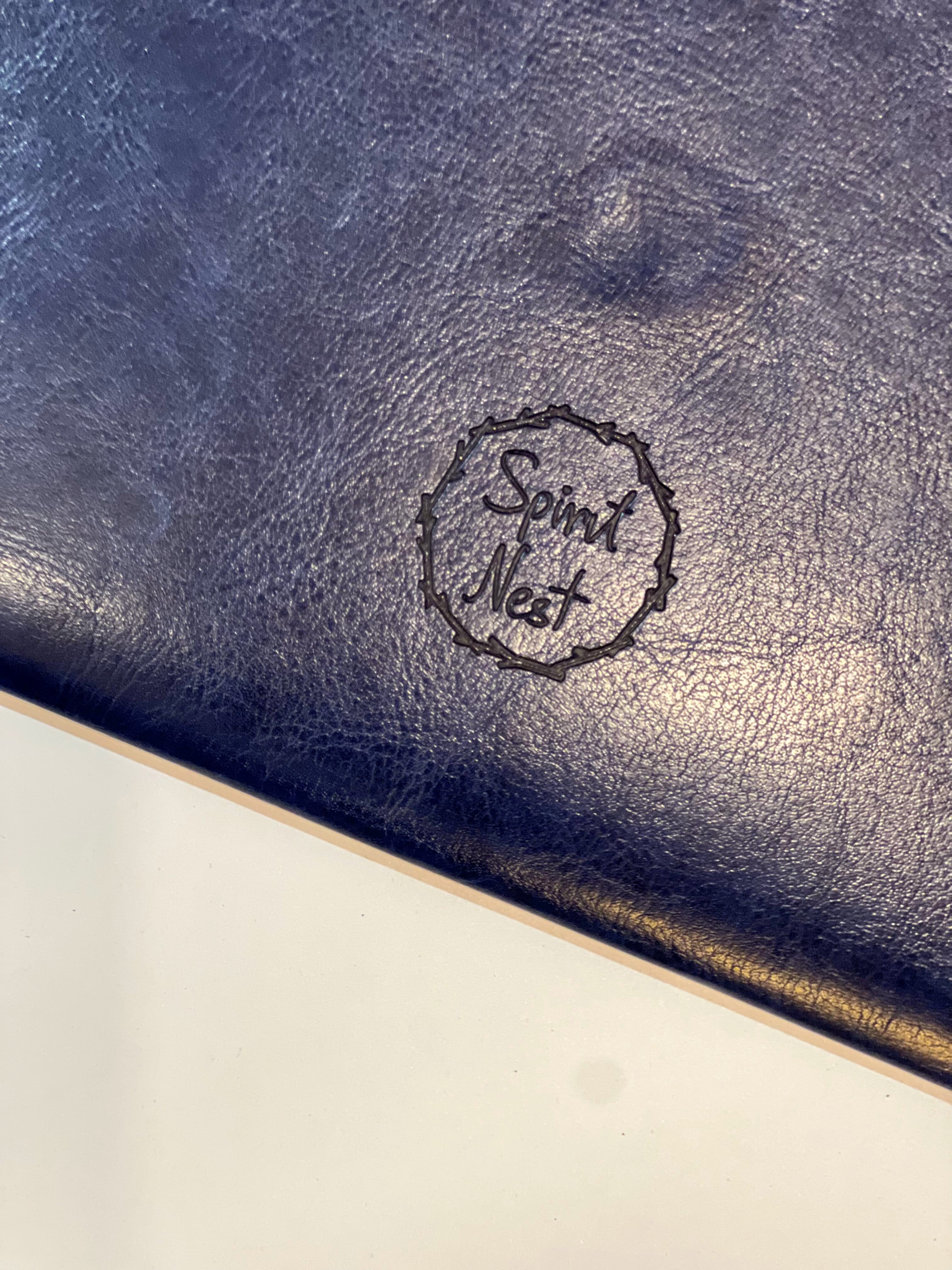Navy Moon Phases Clutch Purse by Spirit Nest, stylish accessories with celestial moon phase design for women.