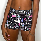 Spirit Nest moon phases print period underwear, boy short style, comfortable apparel for menstrual management, soft fabric and stylish design.