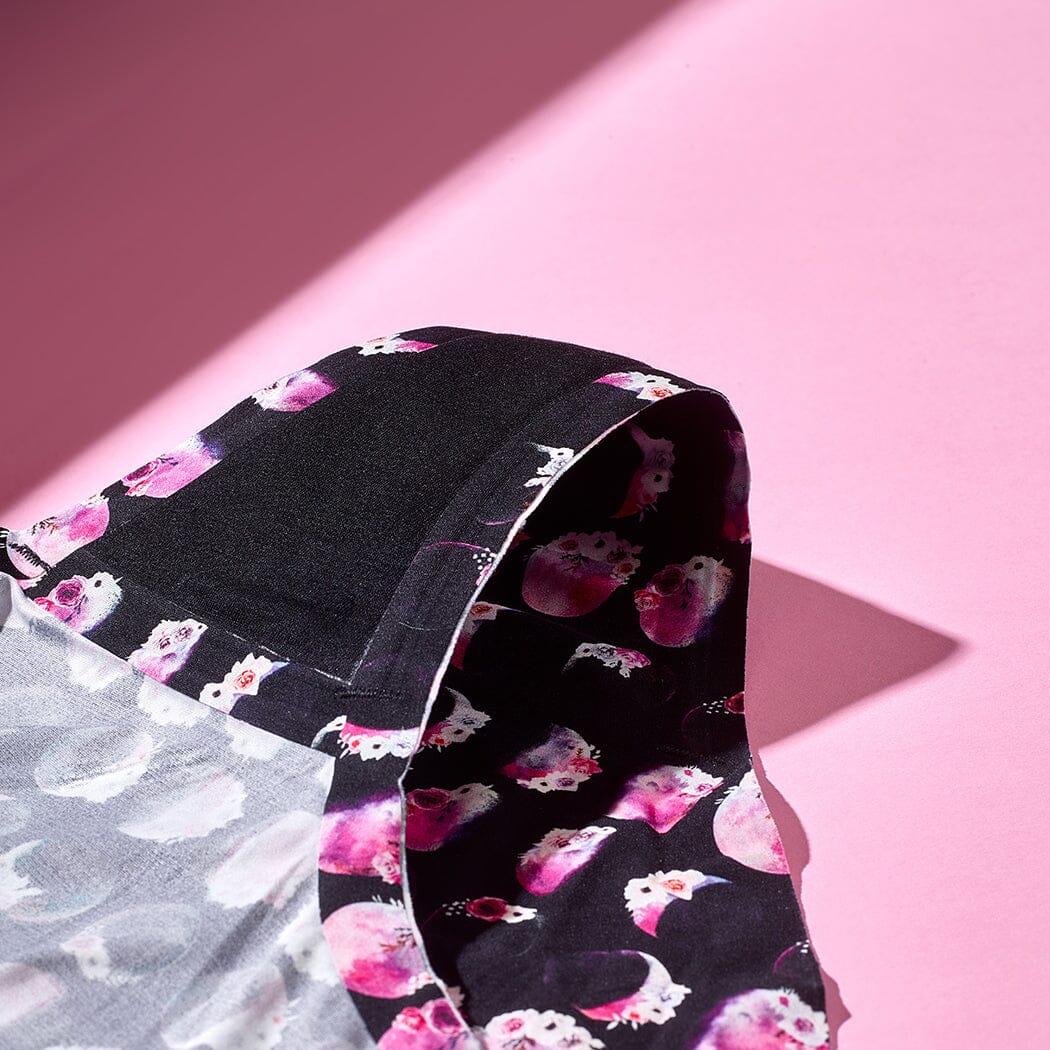 Spirit Nest period underwear featuring moon phase print, soft apparel designed for comfort and menstrual wear.