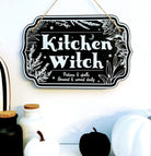 Wooden sign with witchy decor design from Spirit Nest, suitable for home or kitchen witch-themed decor.