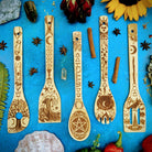 Spirit Nest 5 Elements Bamboo Large Kitchen Utensils Set with wooden spoons and spatulas in a natural bamboo finish.