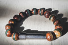 Silver Tibetan Agate Bead Bracelet for hair, fur, or ash, featuring clear stripe design in cremation jewelry style.