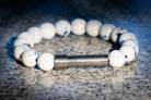 Silver Spirit Pieces cremation bracelet with blue spotted agate gemstone, designed for hair, fur, or ashes, featuring a petite design.