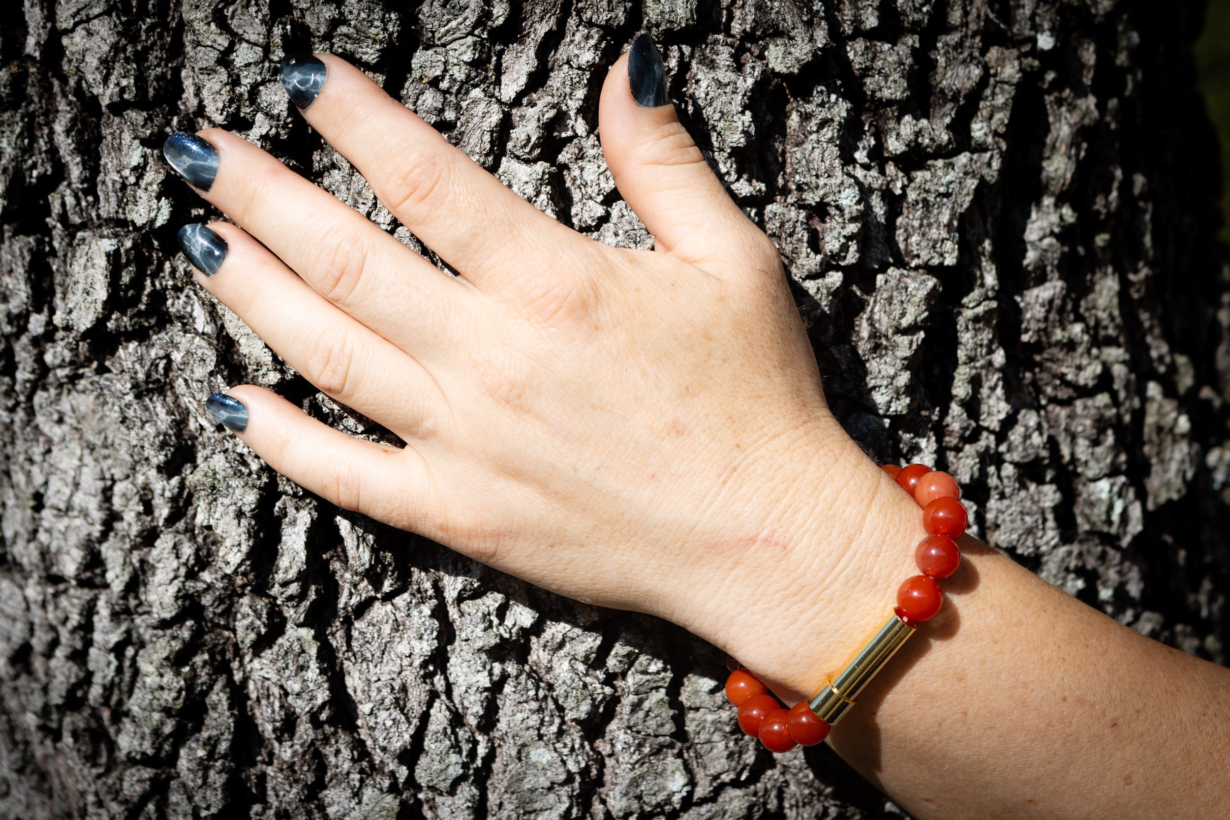 Silver Carnelian Cremation Jewelry Bracelet by Spirit Pieces, designed for hair, fur, or ashes, with a petite and elegant style.