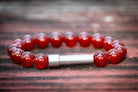 Silver Carnelian Cremation Bracelet by Spirit Pieces, designed for hair, fur, or ashes, featuring a petite cremation jewelry style.