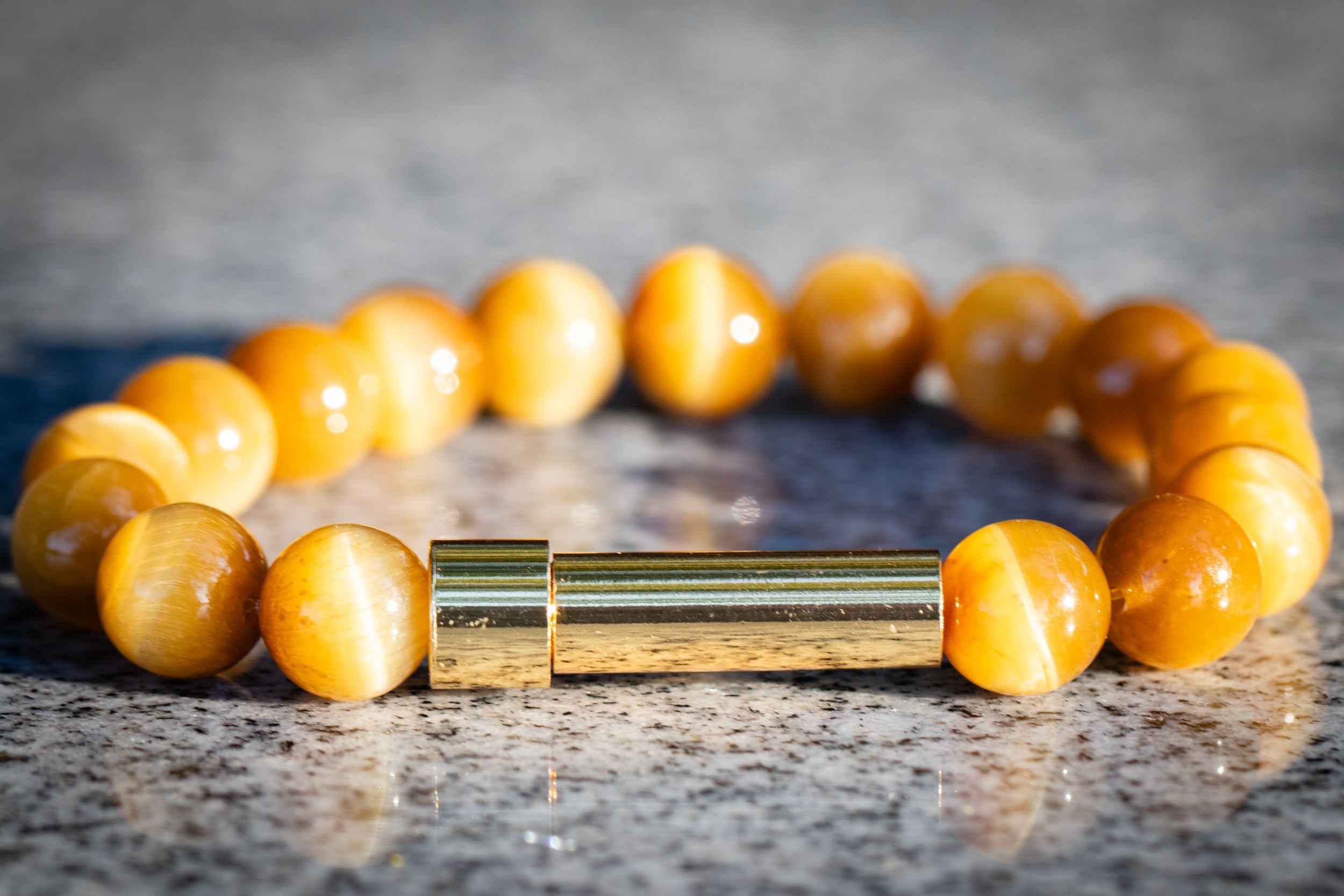 Silver Honey Tiger Eye Cremation Bracelet by Spirit Pieces, designed for hair, fur, or ash, featuring a polished, petite jewelry design.