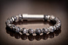 Silver Labradorite Healing Bracelet by Spirit Pieces, cremation jewelry for hair, fur, or ashes, featuring polished stones.