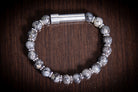 Silver Labradorite healing bracelet by Spirit Pieces, designed for hair, fur, or ash cremation jewelry, with polished gemstone beads.