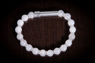 Silver Snow Quartz cremation jewelry bracelet by Spirit Pieces, designed for hair, fur, or ash with a delicate, elegant style.