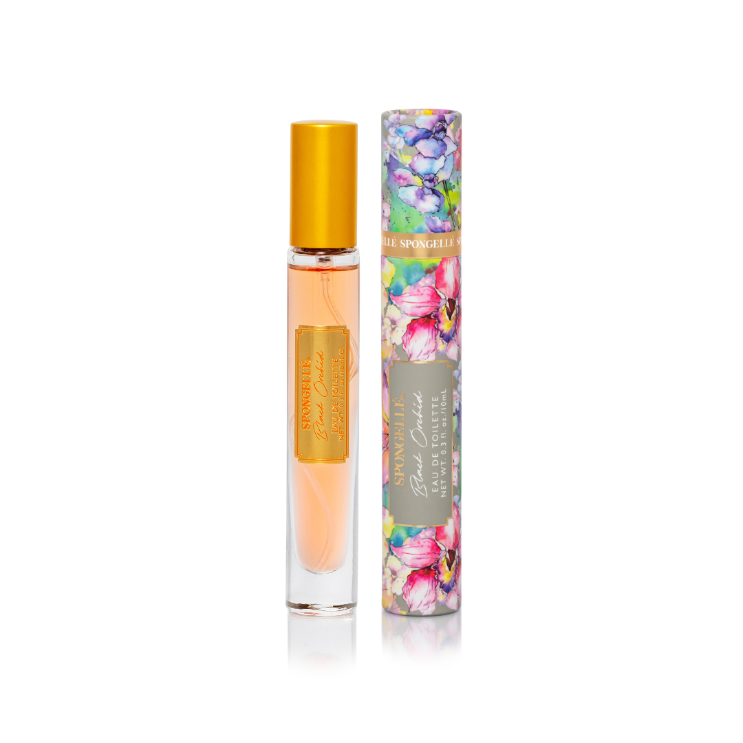 Spongellé Black Orchid Private Reserve Eau de Toilette body fragrance bottle with black orchid design and elegant packaging