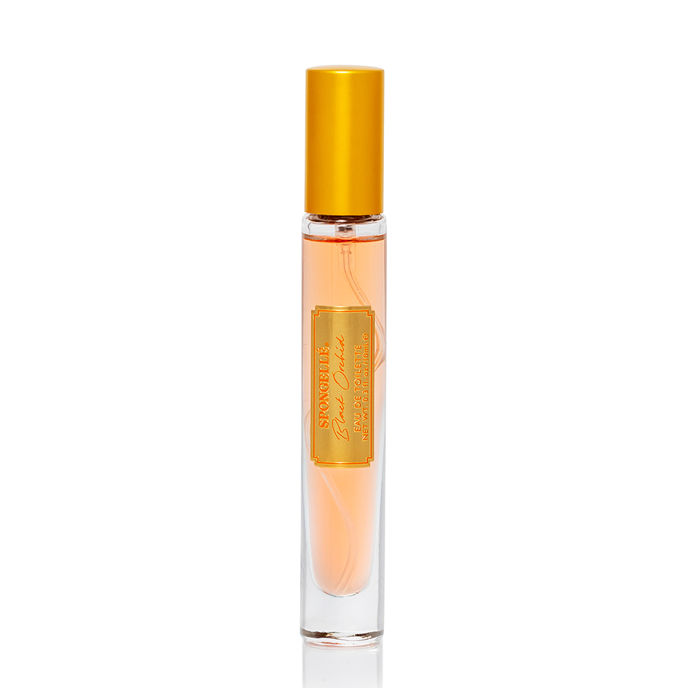 Spongellé Black Orchid Private Reserve Eau de Toilette body fragrance bottle with black orchid design.