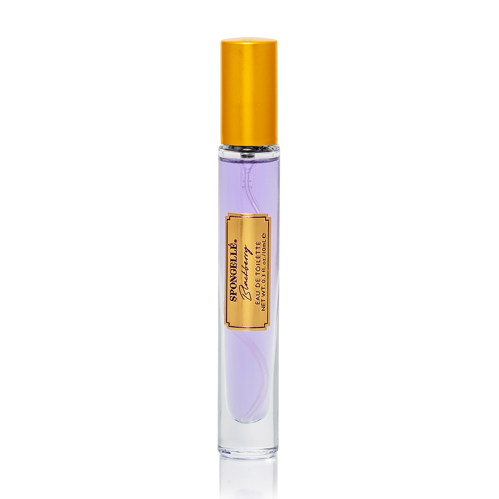 Spongellé Blackberry Private Reserve Eau de Toilette body fragrance bottle with black and purple design.