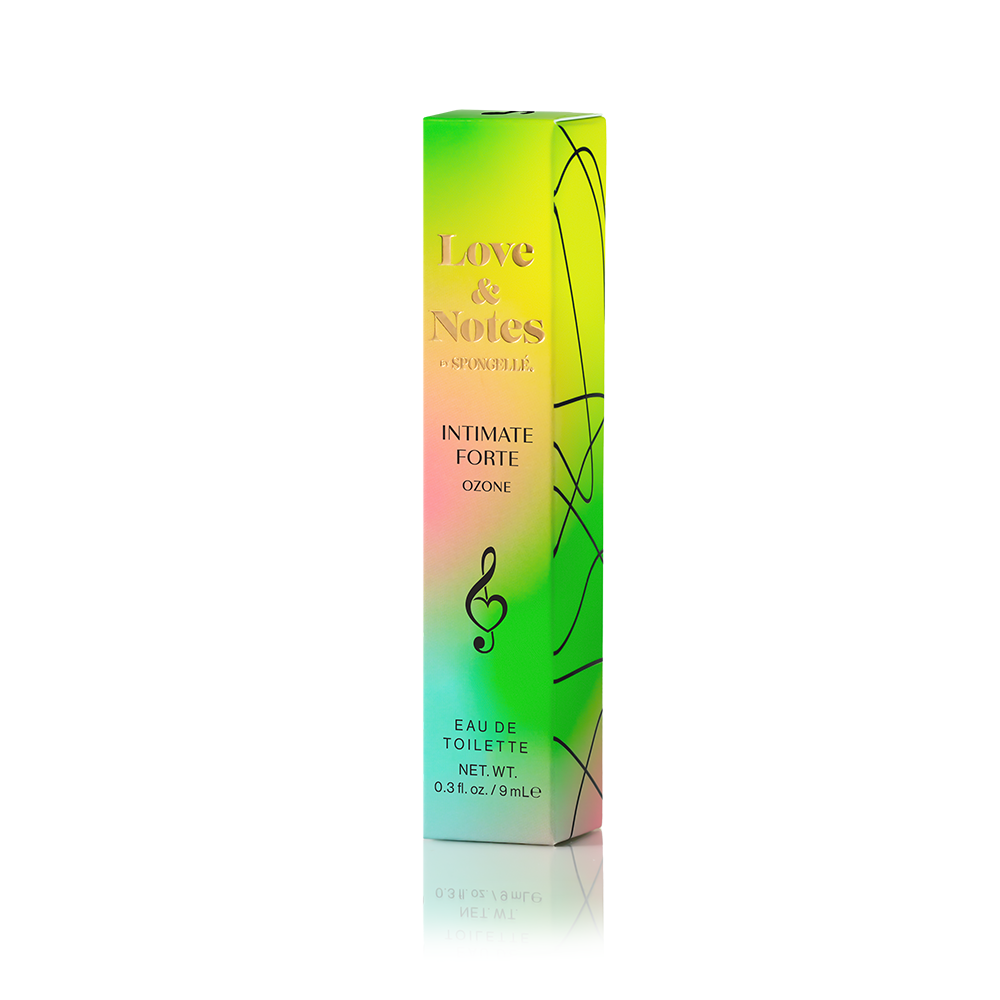 Spongellé Intimate Forte Love & Notes Eau de Toilette body fragrance bottle with floral and citrus scent accents.