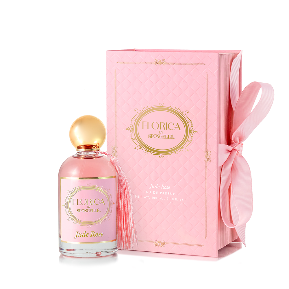 Spongellé Jude Rose Eau de Parfum body fragrance bottle with floral rose scent and elegant packaging.