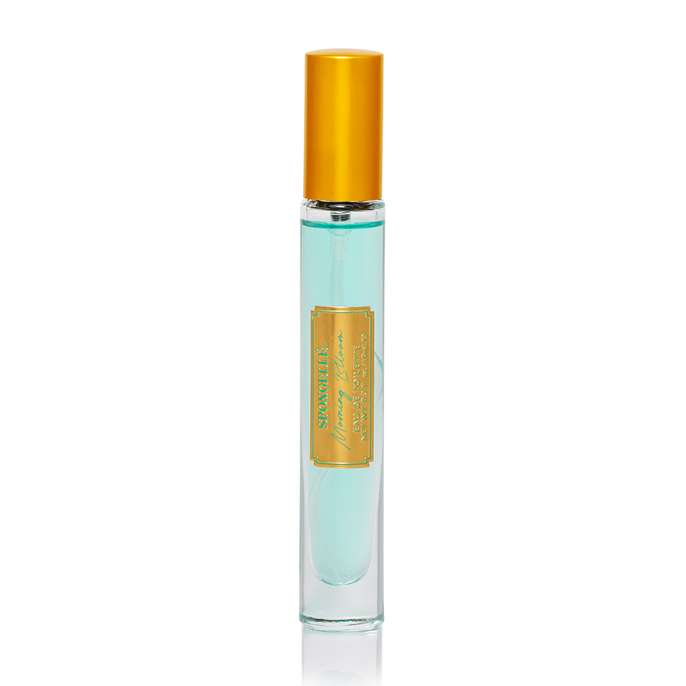 Spongellé Morning Bloom Private Reserve Eau de Toilette body fragrance bottle with floral design.