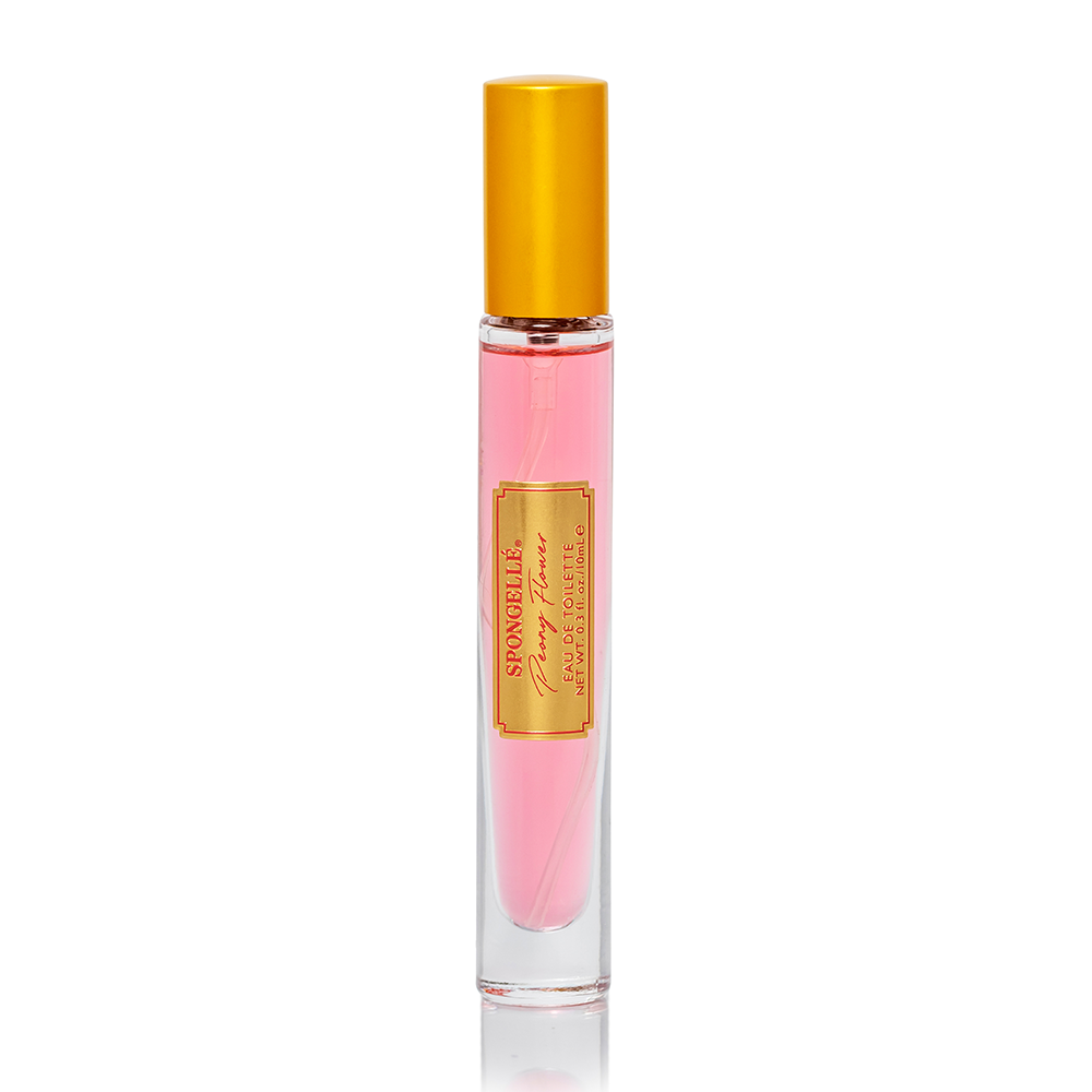 Spongellé Peony Flower Private Reserve Eau de Toilette body fragrance bottle with floral label and elegant design.