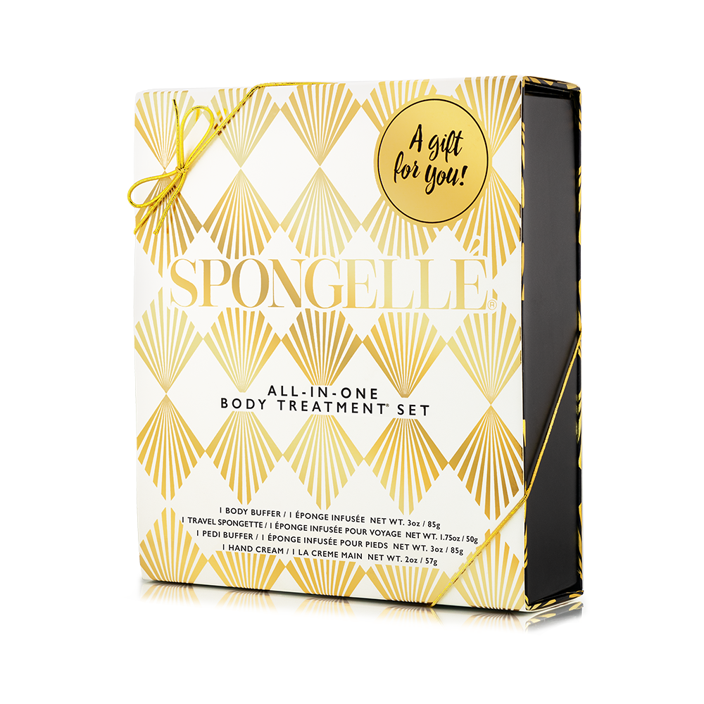 French Lavender Daisy Body Gift Set by Spongellé includes fragrant lavender-scented body products and floral packaging.