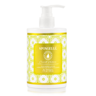 Spongellé Coconut Verbena body lotion bottle with floral and coconut design, smooth texture, and pump dispenser.
