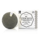 Black men's body wash infused buffer sponge from Spongellé, designed for deep cleansing and exfoliation.