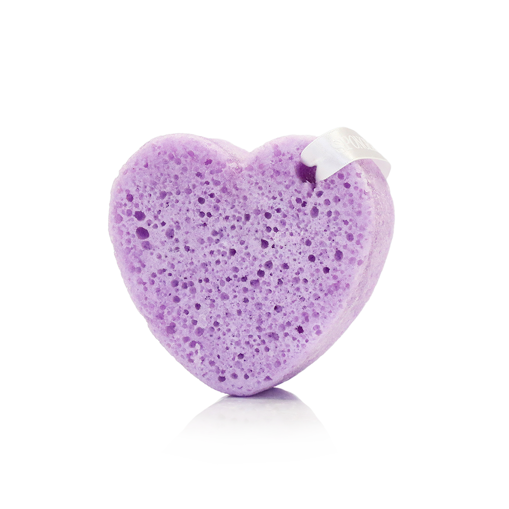 Spongellé Beloved Lily Heart Buffer, a body wash infused buffer with a floral design for gentle cleansing and exfoliation.