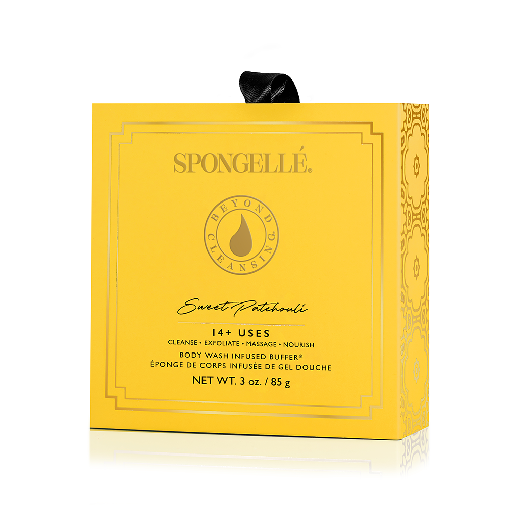Boxed assorted pack of Spongellé body wash infused buffers with floral scents, showcasing colorful sponge buffers in packaging.
