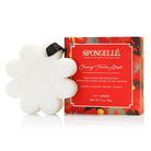 Spongellé Cherry Tonka Musk Body Wash Infused Buffer with floral design and boxed packaging, showcasing a luxurious body care product.