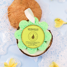 Spongellé Coconut Verbena Wild Flower bath sponge with body wash-infused buffer and textured surface for gentle cleansing.