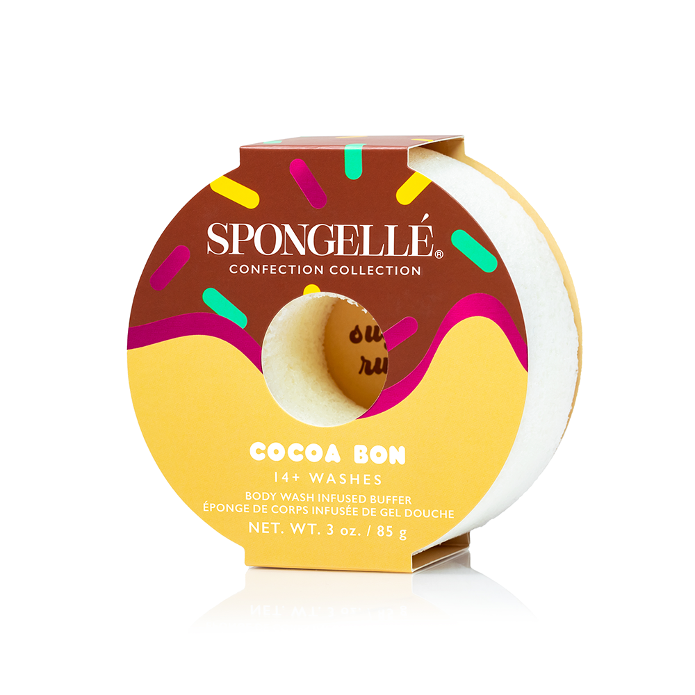 Spongellé Confection Buffer Assorted Pack, body wash infused buffer with various scents for gentle skin cleansing.