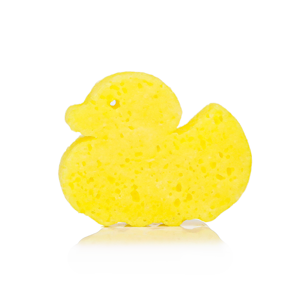 Danny Duck farm animals body wash infused buffer by Spongellé with playful duck and farm animal design, soft and exfoliating.