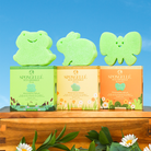 Spongellé Eco Animals Assorted Pack body wash infused buffers featuring colorful animal-shaped designs and soft exfoliating textures.