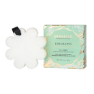 Edelweiss Elevation boxed flower body wash-infused buffer by Spongellé with delicate white flowers and textured sponge for skincare.