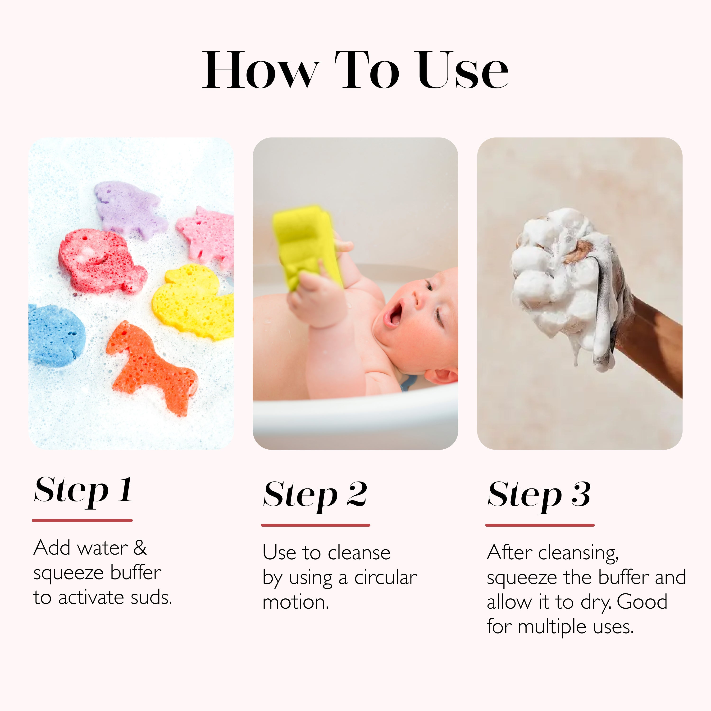 Spongellé Farm Animals Assorted Pack body wash infused buffer with colorful animal-shaped sponges on a white background.