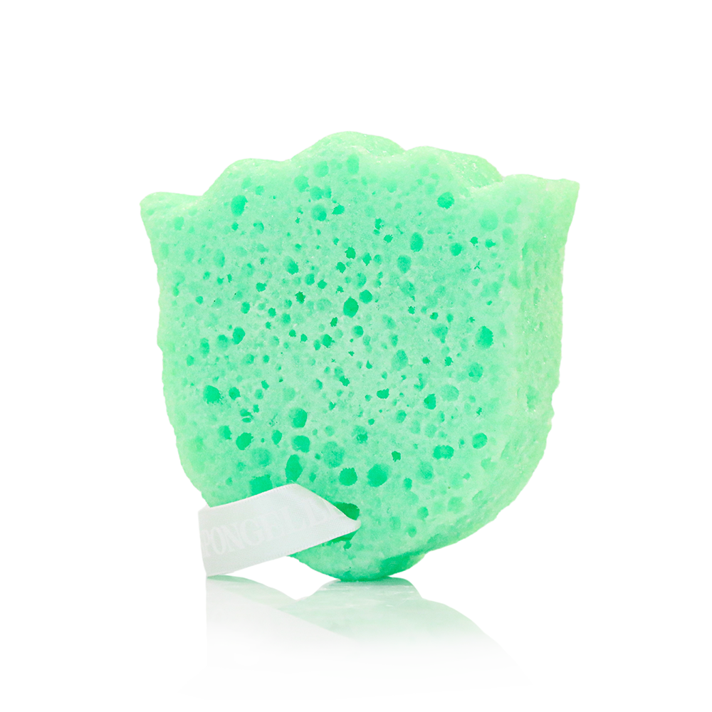 Spongellé French Muguet Les Fleurs Body Buffer, a body wash-infused buffer with floral fragrance and textured surface for skin cleansing.