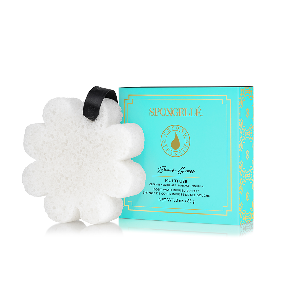 Spongellé Fresh Boxed Flower Set body wash infused buffer with floral design and soft textured sponge for gentle cleansing