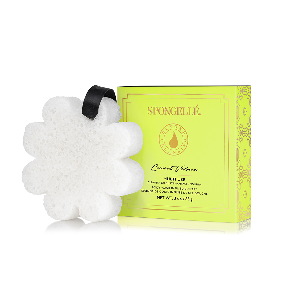 Spongellé Fruity Boxed Flower Set body wash infused buffer with colorful floral design and vibrant fruity scent.