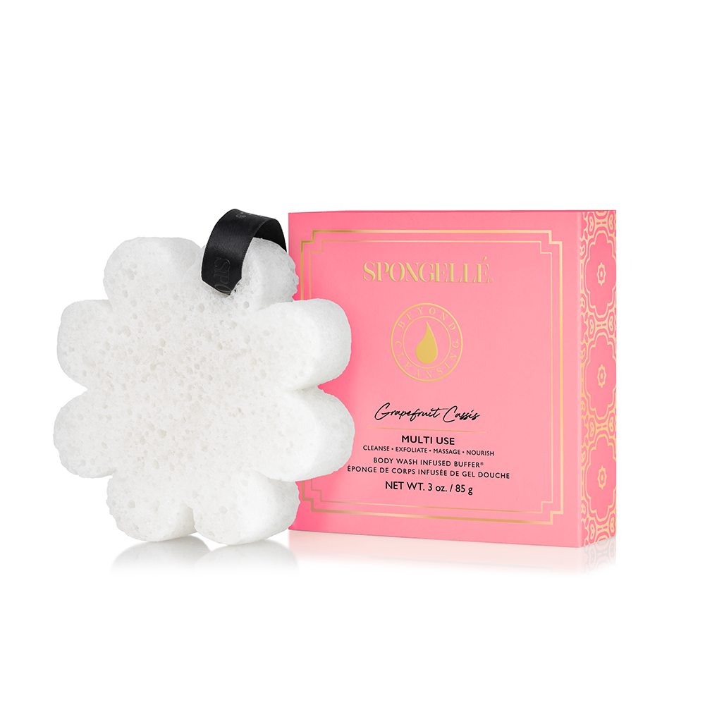 Spongellé Fruity Boxed Flower Set body wash infused buffer with floral and fruity scent, featuring colorful flower-shaped sponges.