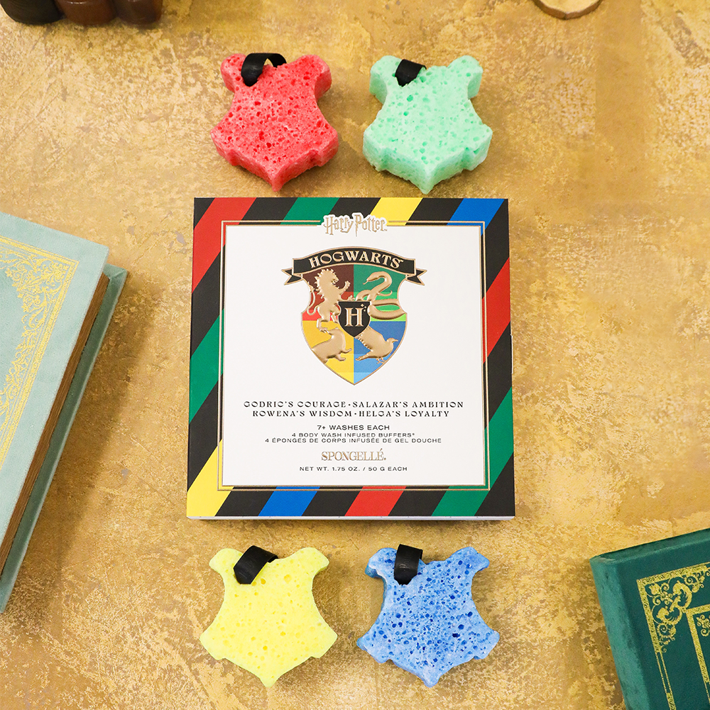 Spongellé Hogwarts™ Harry Potter™ Collection body wash infused buffer with magical design and vibrant colors.
