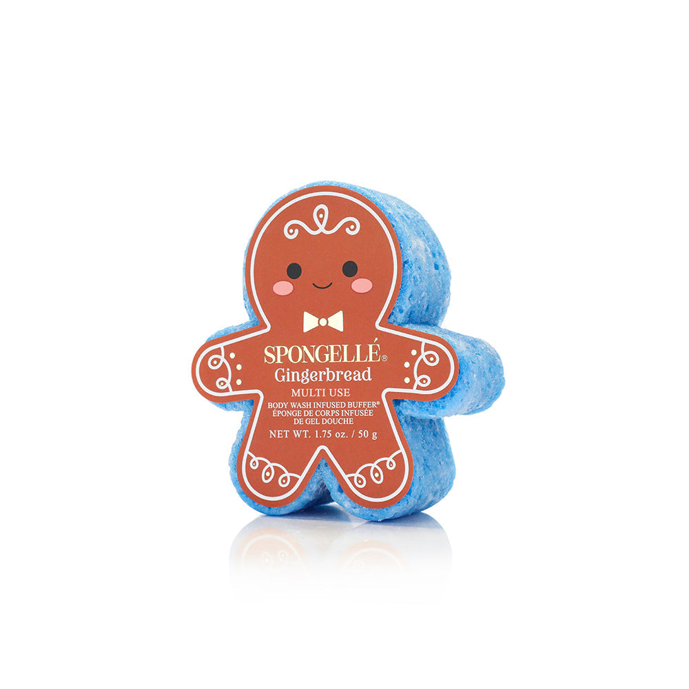 Spongellé Holiday Gingerbread Body Wash Infused Buffer with assorted multi-use sponge for gentle cleansing and exfoliation