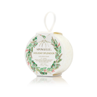 Spongellé Holiday Splendor Golden Pear body wash infused buffer with holiday wreath design, festive and luxurious skincare accessory.