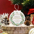 Spongellé Holiday Splendor Golden Pear body wash infused buffer with holiday wreath design, festive and skin-softening.