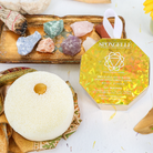 Spongellé Mystic Ginger spiritual detox yellow jade body wash infused buffer with vibrant yellow-green tones and textured surface.
