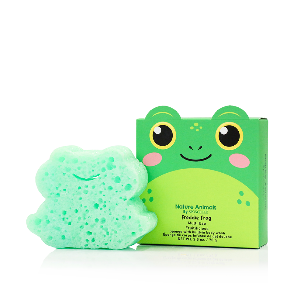 Spongellé Nature Animals Assorted Pack body wash infused buffers with animal-themed designs and floral scents.