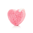 Pink Camellia Body Wash Infused Buffer by Spongellé with heart-shaped design for gentle cleansing and exfoliation.