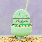 Spongellé Pistachio Spongelato Buffer, a body wash infused buffer with a soft sponge texture and pistachio scent.