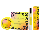 Spongellé Primal Motif Love & Notes Trio Set of body wash-infused buffers with floral and love-themed designs.