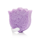 Spongellé Provence Violette Les Fleurs body wash-infused buffer with floral violet design and textured surface for gentle cleansing.