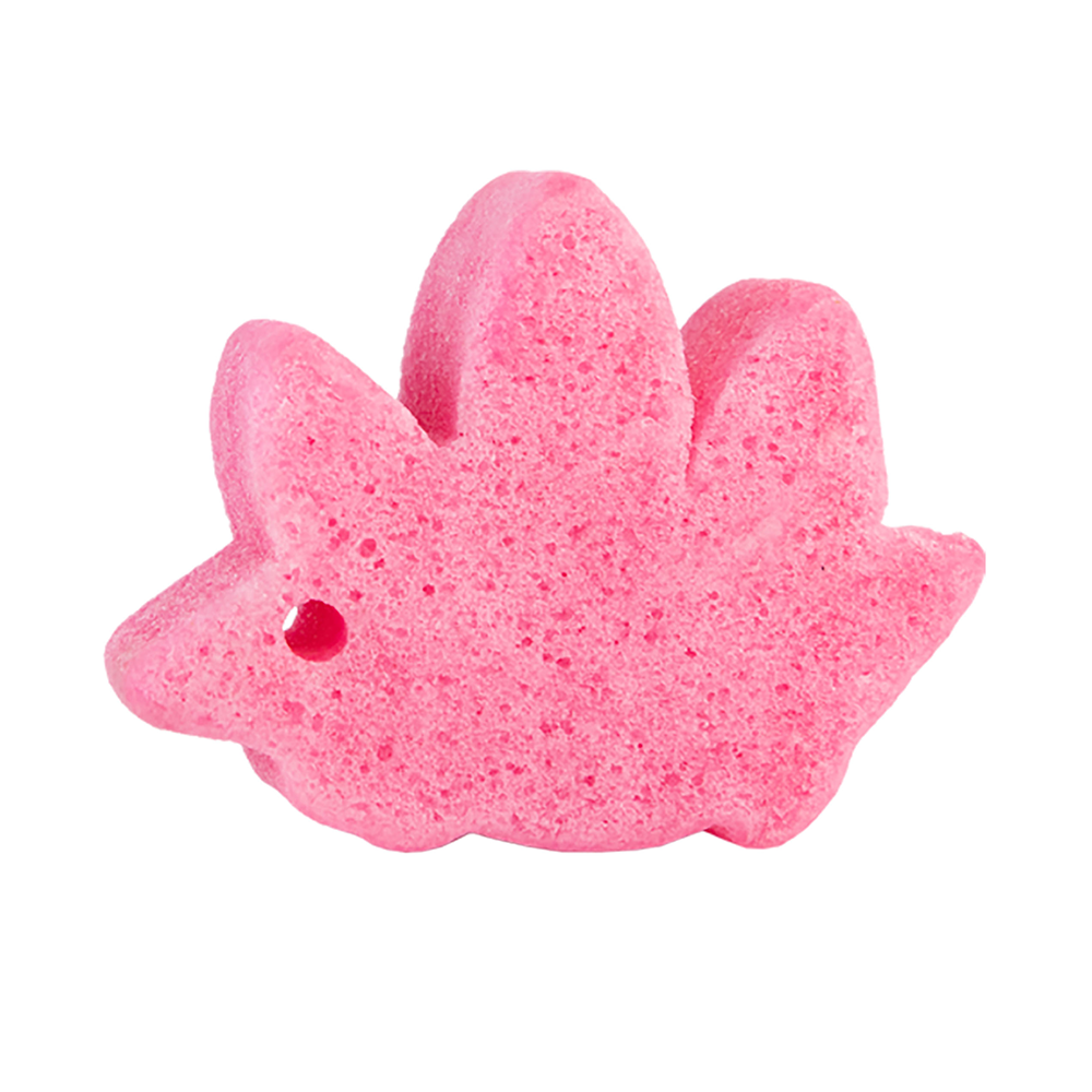 Sally Stegosaurus Spongeasaurus dinosaur-shaped body wash infused buffer by Spongellé, showing the colorful dinosaur-shaped sponge.