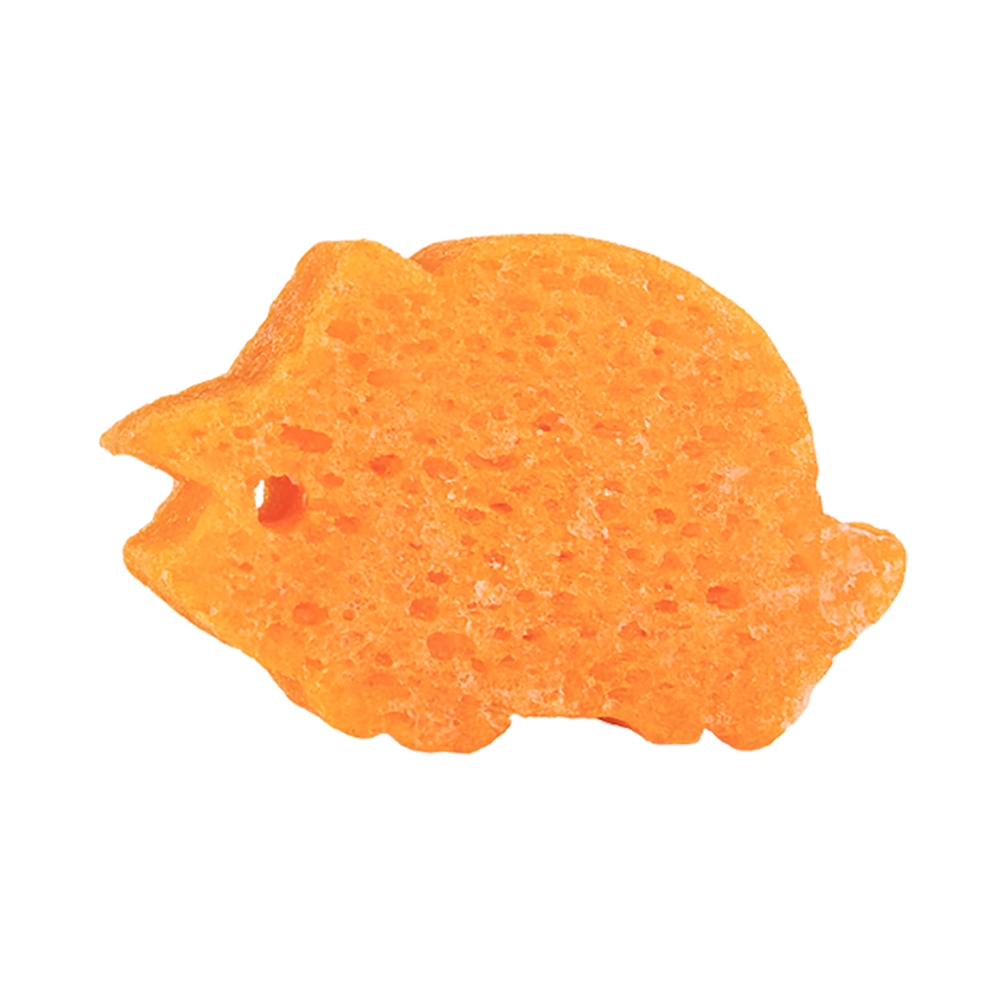 Tina Triceratops Spongeasaurus dinosaur-shaped body wash-infused buffer by Spongellé, soft textured with detailed dinosaur design.