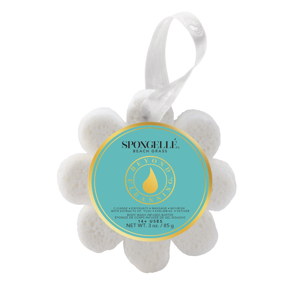 Spongellé Wild Flower Assorted Pack body wash infused buffer with floral-scented sponge for gentle cleansing and skin nourishment.
